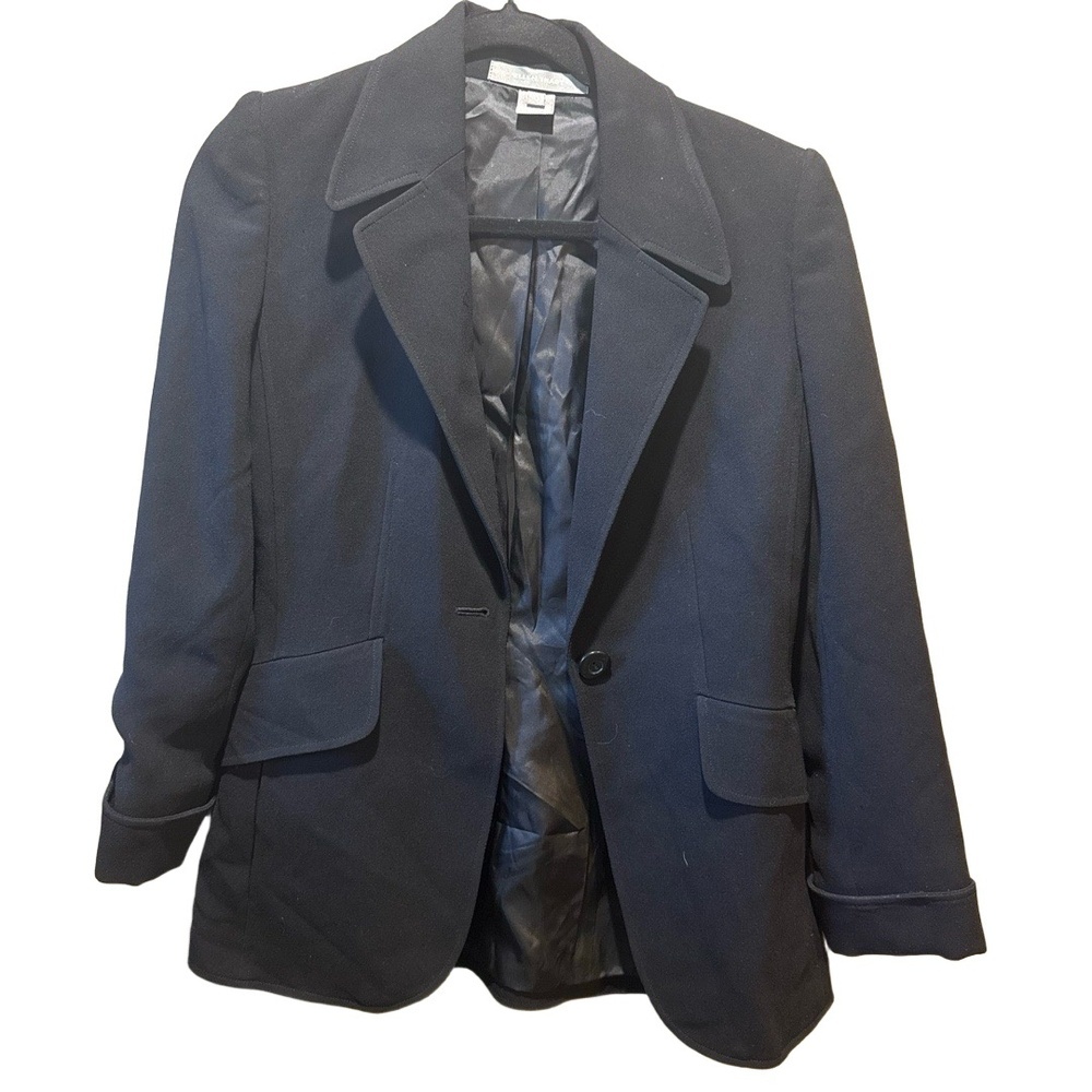 Ellen Tracy Black Single-Breasted One-Button Notched Lapels Blazer Jacket